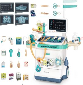 Zestaw małego doktora lekarza ekg wózek akcesoria mały lekarz świecenie xxl 1