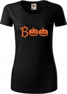KOSZULKA DAMSKA CZARNA NA HALLOWEEN BOO L KRÓTKI RĘKAW HAFT PREZENT KOBIETA 2