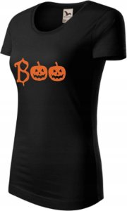 KOSZULKA DAMSKA CZARNA NA HALLOWEEN BOO L KRÓTKI RĘKAW HAFT PREZENT KOBIETA 3