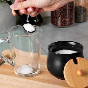 CUKIERNICA CUKIERNICZKA CERAMICZNA Z ŁYŻECZKĄ CZARNA 139683 3