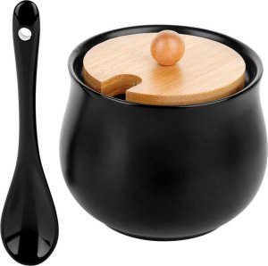 CUKIERNICA CUKIERNICZKA CERAMICZNA Z ŁYŻECZKĄ CZARNA 139683 4