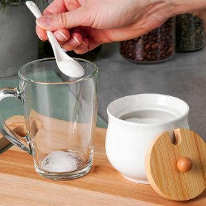 CUKIERNICA CUKIERNICZKA CERAMICZNA Z ŁYŻECZKĄ BIAŁA 139684 3