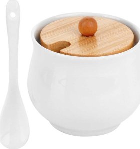 CUKIERNICA CUKIERNICZKA CERAMICZNA Z ŁYŻECZKĄ BIAŁA 139684 4