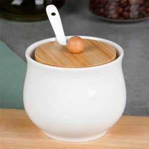 CUKIERNICA CUKIERNICZKA CERAMICZNA Z ŁYŻECZKĄ BIAŁA 139684 5