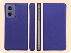 Hello Case ETUI Z KLAPKĄ DO MOTOROLA MOTO E15 / G05 / G15 GRANATOWE MAGNETYCZNE KABURA 6