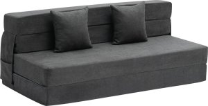 Sofa rozkładana 3 w 1 składana kanapa z poduszkami ciemnoszara 1