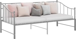 Sofa Z Wysuwaną Ramą Łóżka, Szara, Metalowa, 90X200 Cm 1