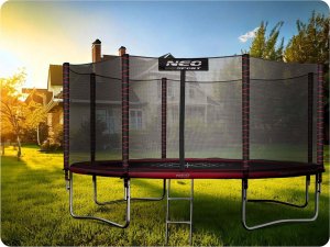 NeoSport Trampolina ogrodowa 14ft/435cm z siatką zewnętrzną i drabinką 4