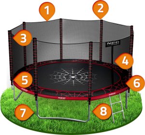 NeoSport Trampolina ogrodowa 14ft/435cm z siatką zewnętrzną i drabinką 9