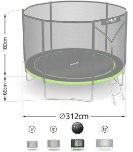 Trampolina ogrodowa Neo-Sport NeoSport Trampolina ogrodowa 10ft/312cm z siatką zewnętrzną i drabinką 4