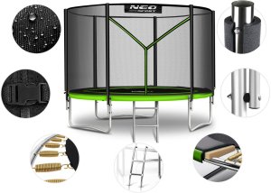 Trampolina ogrodowa Neo-Sport NeoSport Trampolina ogrodowa 10ft/312cm z siatką zewnętrzną i drabinką 8