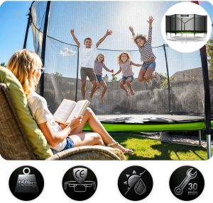 Trampolina ogrodowa Neo-Sport NeoSport Trampolina ogrodowa 12ft/374cm z siatką zewnętrzną i drabinką 7