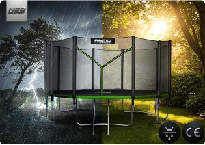 Trampolina ogrodowa Neo-Sport NeoSport Trampolina ogrodowa 12ft/374cm z siatką zewnętrzną i drabinką 9