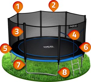 NeoSport Trampolina ogrodowa 12ft/374cm z siatką zewnętrzną i drabinką 9