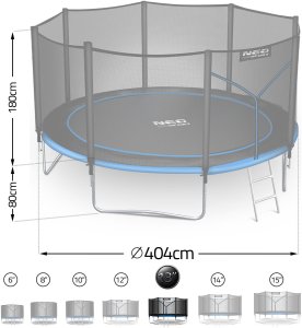 Trampolina ogrodowa Neo-Sport NeoSport Trampolina ogrodowa 13ft/404cm z siatką zewnętrzną i drabinką 5