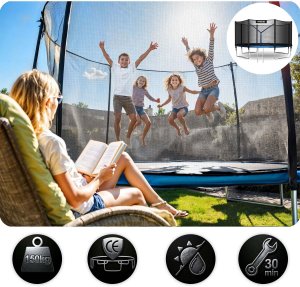Trampolina ogrodowa Neo-Sport NeoSport Trampolina ogrodowa 13ft/404cm z siatką zewnętrzną i drabinką 6