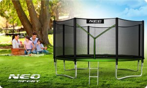 Trampolina ogrodowa Neo-Sport NeoSport Trampolina ogrodowa 13ft/404cm z siatką zewnętrzną i drabinką 7