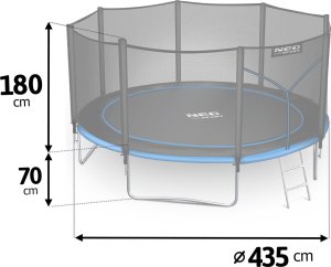 NeoSport Trampolina ogrodowa 14ft/435cm z siatką zewnętrzną i drabinką 3