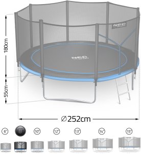 NeoSport Trampolina ogrodowa 8ft/252cm z siatką zewnętrzną i drabinką 6