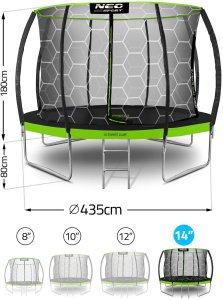 Trampolina ogrodowa NEO SPORT NeoSport Trampolina ogrodowa profilowana 14ft/435cm z siatką wewnętrzną 9