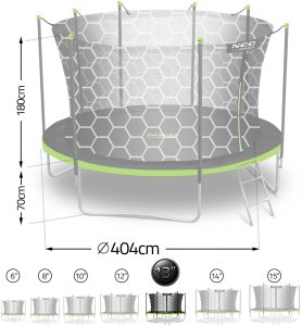 Trampolina ogrodowa Neo-Sport NeoSport Trampolina ogrodowa 13ft/404cm z siatką wewnętrzną i drabinką 6