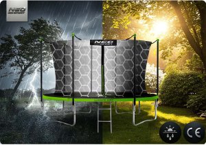Trampolina ogrodowa Neo-Sport NeoSport Trampolina ogrodowa 13ft/404cm z siatką wewnętrzną i drabinką 9