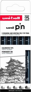 Cienkopisy kreślarskie do komiksów UNI PIN 200 (0,1-0,9 mm) 5 sztuk Zestaw 1