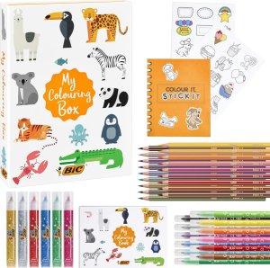 Zestaw BIC My Coloring 36 Elementów Kredki Flamastry Brokat Kolorowanki 1