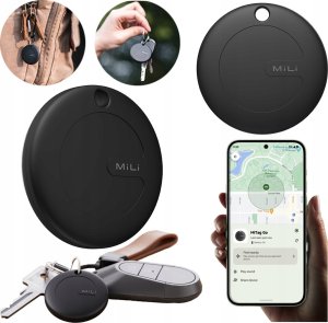 MiLi lokalizator GPS czarny + czarne etui w formie breloka MiTag 9