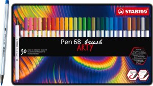 Zestaw Kreatywny Flamastry Brush Stabilo Pen68 Arty 30 sztuk Opakowanie Metalowe 1