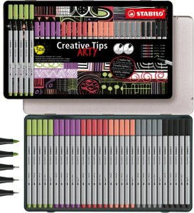 Zestaw Stabilo Creative Tips Cienkopisy+Flamastry Pastel 30el Metalowe Etui 1