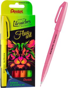Zestaw do Liternictwa Brush Sign Pen Fluo Art UV 5 Kolorów Pentel 1
