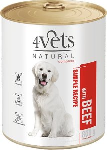 Mokra karma 4Vets Natural dla psa z wołowiną puszka 800 g 1