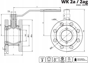 IDMAR Zawór kulowy kołnierzowy do wody DN100 WK2A 1.6MPa; APA10010016000 2