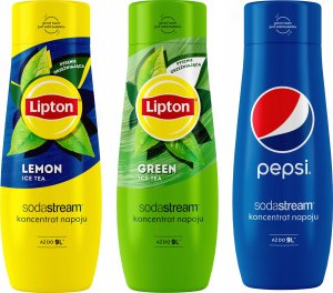 Zestaw 3 koncentratów SodaStream Lipton Lemon+Green+Pepsi 1