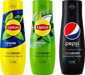 Zestaw 3 koncentratów SodaStream Lipton Lemon+Green+Pepsi Max 1
