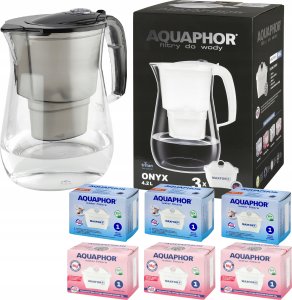 Dzbanek filtrujący Aquaphor Onyx 4,2 czarny z filtrami 3 zwykłe 3 magnezowe 1