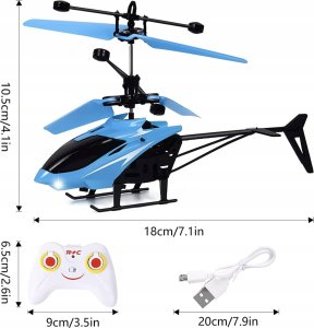 Helikopter Zdalnie Sterowany, Śmigłowiec z Pilotem - Niebieski 4