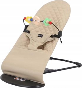 Leżaczek bujaczek dla niemowląt składany + Zabawka - czarny 5