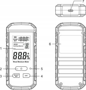 BEZINWAZYJNY WILGOTNOŚCIOMIERZ INDUKCYJNY DREWNA MAT. BUDOWLANYCH TERMOMETR 9