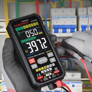 Habotest CYFROWY MULTIMETR UNIWERSALNY TRUE RMS NCV TERMOPARA PRZEWODY ETUI BATERIE 3