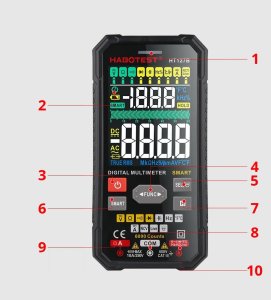 Habotest CYFROWY MULTIMETR UNIWERSALNY TRUE RMS NCV TERMOPARA PRZEWODY ETUI BATERIE 10
