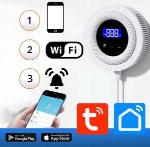 DETEKTOR CZUJNIK GAZÓW WYBUCHOWYCH ALARM DŹWIĘKOWY WIFI APP TUYA SMART LIFE 2