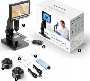 MIKROSKOP CYFROWY PROFESJONALNY 2000x 12MP 11LED EKRAN HD 7" 32GB MicroSD 14