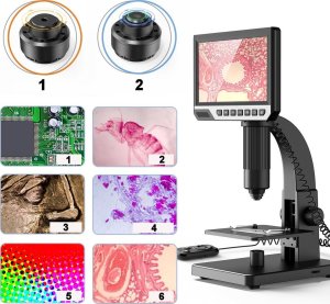 MIKROSKOP CYFROWY PROFESJONALNY 2000x 12MP 11LED EKRAN HD 7" 32GB MicroSD 7