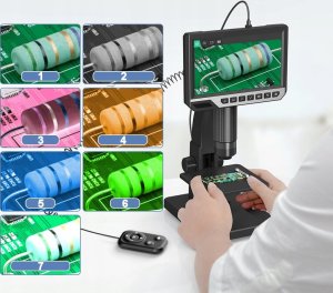 MIKROSKOP CYFROWY PROFESJONALNY 2000x 12MP 11LED EKRAN HD 7" 32GB MicroSD 8