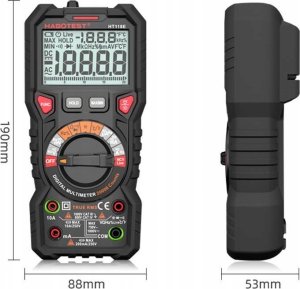 MULTIMETR RĘCZNY CYFROWY MIERNIK CIĄGŁOŚCI NAPIĘCIA RMS NCV WOLTOMIERZ LCD 9