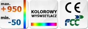 PIROMETR TERMOMETR LASEROWY BEZDOTYKOWY NA PODCZERWIEŃ EMISYJNOŚĆ -50 +950 9