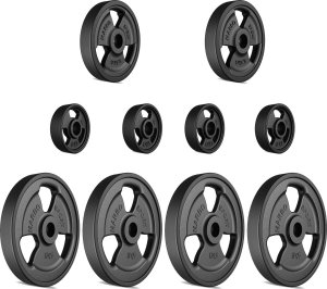 Marbo Sport Zestaw obciążeń gumowanych 29 kg /4 x 5 kg + 2 x 2,5 kg + 4 x 1 kg - 2