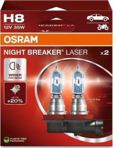 Żarówka H8 12V 35W PGJ19-1 do 150 m. długości wiązki światła, do 150% większa jasność, do 20% bielsze światło Night Breaker Laser, biała 1